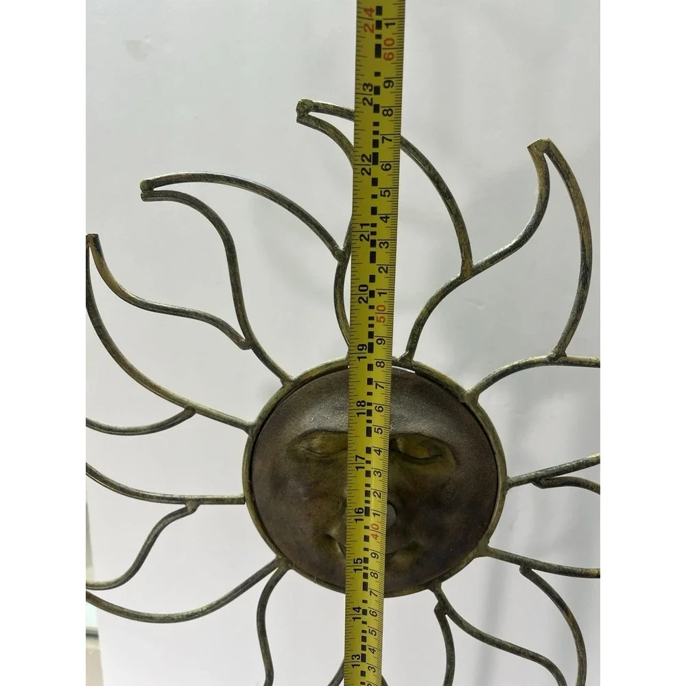 Vintage Celestial Sun Face/Mirror On Stand Metal 24